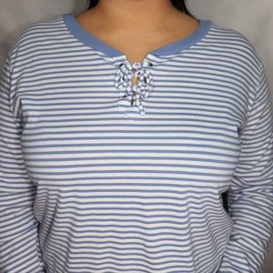 Striped Cropped Cotton Top